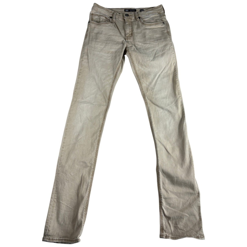 BKE Jake Straight Jeans Men 34x38 Tan Faded Stretch Western Cowboy Relaxed Fit